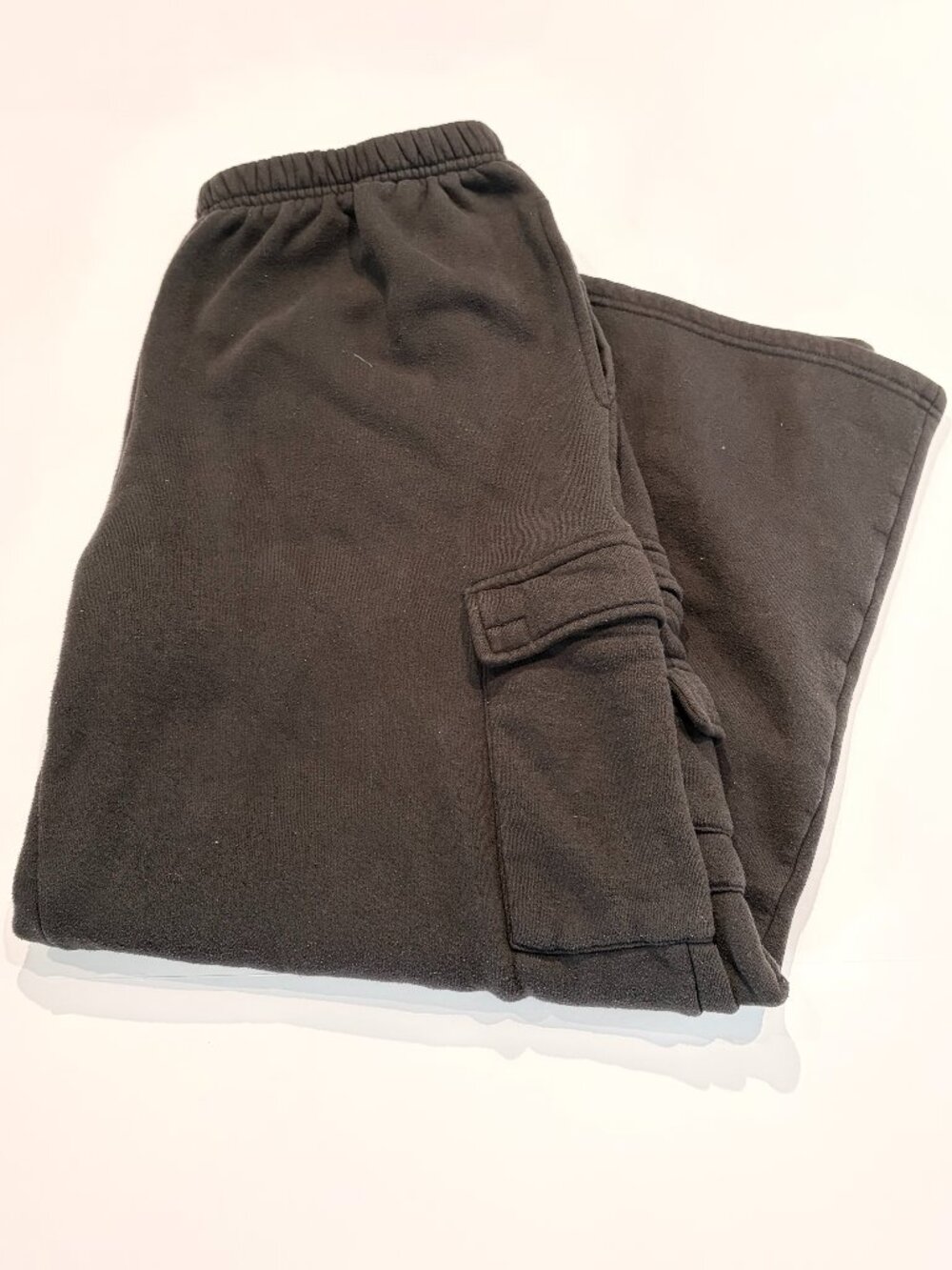 Edikted Black Wide Leg Cargo Sweatpants Women's Large Fleece Lounge Pants